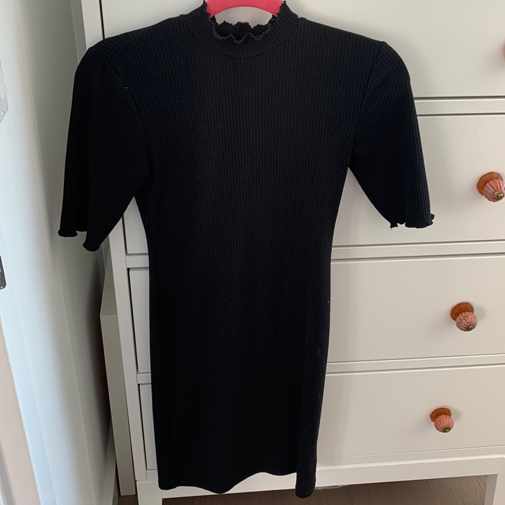 Urban Outfitters ribbed, tight-fitted, high neck, short black dress
